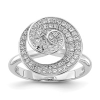 Sterling Silver & CZ Brilliant Embers Swirl Circle Ring view 1