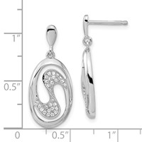 Brilliant Embers Sterling Silver Polished CZ Oval Post Dangle Earrings view 3