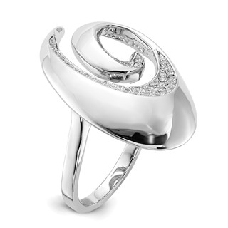 Sterling Silver Brilliant Embers Polished CZ Swirl Ring