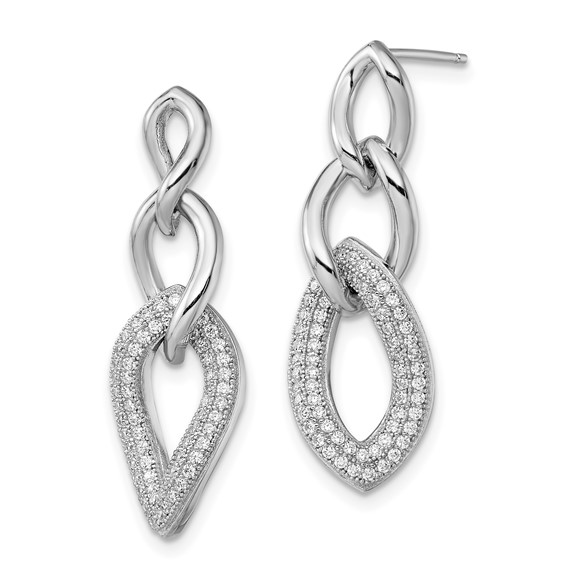 Brilliant Embers Sterling Silver Rhodium-plated 132 Stone Micro Pavé CZ Dangle Post Earrings