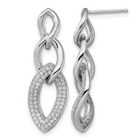 Brilliant Embers Sterling Silver Rhodium-plated 132 Stone Micro Pav‚ CZ Dangle Post Earrings view 1
