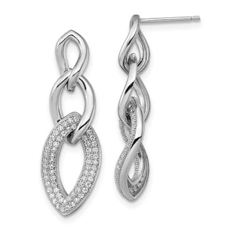 Brilliant Embers Sterling Silver Rhodium-plated 132 Stone Micro Pavé CZ Dangle Post Earrings