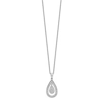 Brilliant Embers Sterling Silver Rhodium-plated 64 Stone Micro Pavé CZ Teardrop Necklace with 2 Inch Extender, 18" view 2