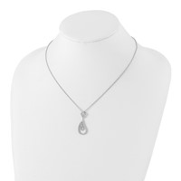 Sterling Silver & CZ Brilliant Embers Polished Teardrop Necklace view 4