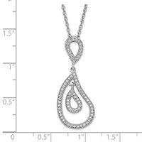 Sterling Silver & CZ Brilliant Embers Polished Teardrop Necklace view 3