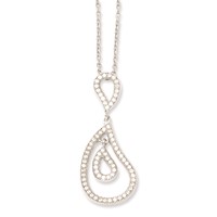 Sterling Silver & CZ Brilliant Embers Polished Teardrop Necklace view 2
