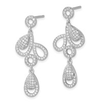 Brilliant Embers Sterling Silver Polished Fancy CZ Post Dangle Earrings view 2