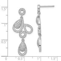 Brilliant Embers Sterling Silver Polished Fancy CZ Post Dangle Earrings view 3