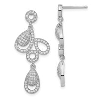 Brilliant Embers Sterling Silver Polished Fancy CZ Post Dangle Earrings view 1