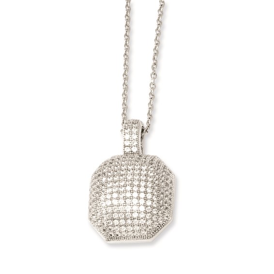 Sterling Silver & CZ Brilliant Embers Polished Fancy Necklace