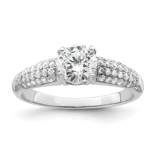Brilliant Embers Sterling Silver Rhodium-plated 53 Stone Micro Pavé CZ Ring