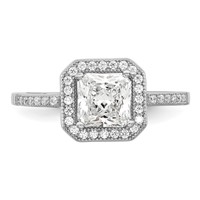 Brilliant Embers Sterling Silver Rhodium-plated 37 Stone Halo Micro Pavé CZ Ring view 5