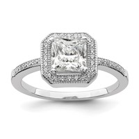 Brilliant Embers Sterling Silver Rhodium-plated 37 Stone Halo Micro Pavé CZ Ring view 1