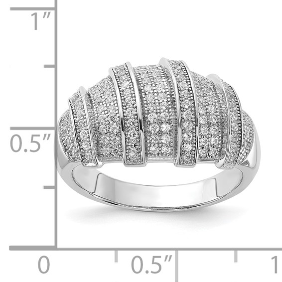 Brilliant Embers Sterling Silver Polished Fancy CZ Ring