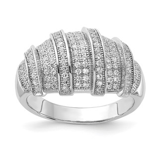 Brilliant Embers Sterling Silver Polished Fancy CZ Ring