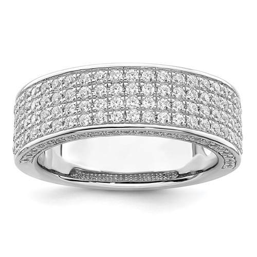 Brilliant Embers Sterling Silver Rhodium-plated 142 Stone Micro Pav? CZ Ring