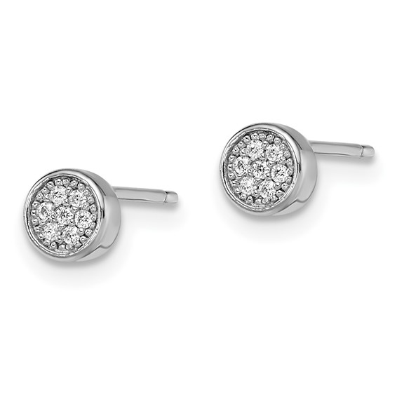 Brilliant Embers Sterling Silver Rhodium-plated 14 Stone Micro Pavé CZ Polished Post Earrings