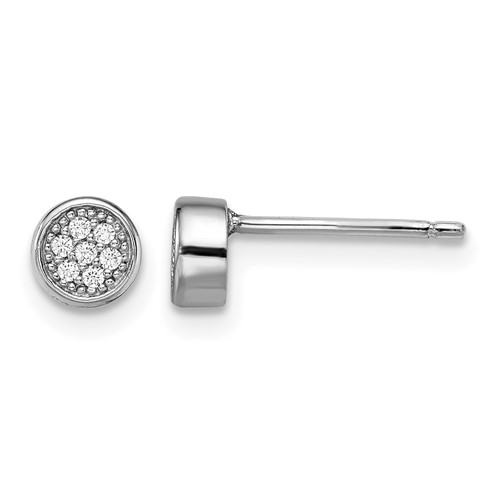 Brilliant Embers Sterling Silver Rhodium-plated 14 Stone Micro Pavé CZ Polished Post Earrings