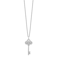 Brilliant Embers Sterling Silver Rhodium-plated 69 Stone Micro Pavé CZ Polished Key Necklace with 2 Inch Extender, 18" view 2