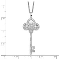 Brilliant Embers Sterling Silver Rhodium-plated 69 Stone Micro Pavé CZ Polished Key Necklace with 2 Inch Extender, 18" view 3