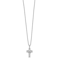 Brilliant Embers Sterling Silver Rhodium-plated 38 Stone Micro Pavé CZ Polished Cross Necklace with 2 Inch Extender, 18" view 2