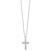 Brilliant Embers Sterling Silver Rhodium-plated 68 Stone Micro Pavé CZ Polished Cross Necklace with 2 Inch Extender, 18" view 2