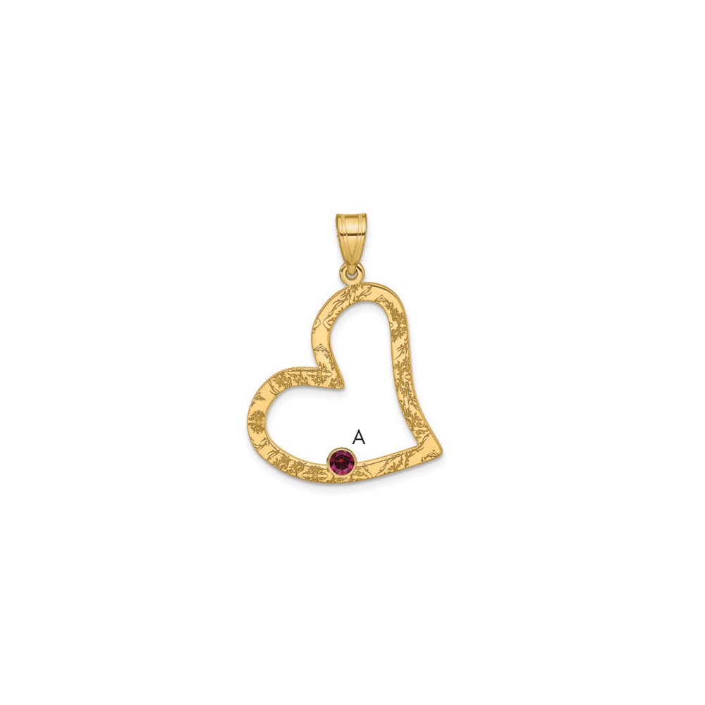 Sterling Silver/Gold-plated 1 Birthstone Heart with SS Bezel Family Pendant