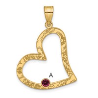 SSilver Gold-plated 1 Birthstone Heart Pendant with SSilver Bezel Family view 1