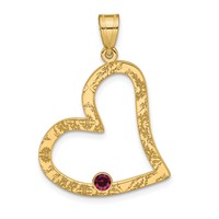 SSilver Gold-plated 1 Birthstone Heart Pendant with SSilver Bezel Family view 2