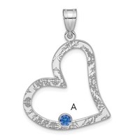 SSilver Rh-plated 1 Birthstone Heart Pendant with SSilver Bezel Family view 1