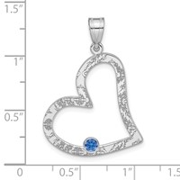 SSilver Rh-plated 1 Birthstone Heart Pendant with SSilver Bezel Family view 3
