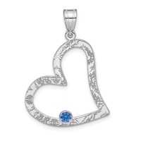 SSilver Rh-plated 1 Birthstone Heart Pendant with SSilver Bezel Family view 2