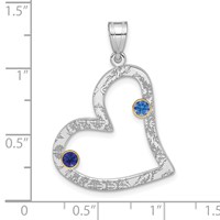 SSilver Rh-plated 2 Birthstone Heart Pendant with 14K Bezel Family view 3