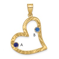 SSilver Gold-plated 2 Birthstone Heart Pendant with SSilver Bezel Family view 1