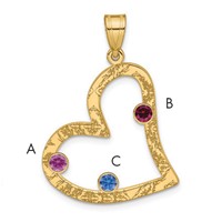 SSilver Gold-plated 3 Birthstone Heart Pendant with SSilver Bezel Family view 1