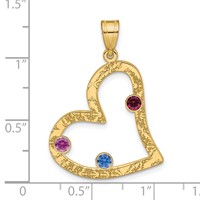 SSilver Gold-plated 3 Birthstone Heart Pendant with SSilver Bezel Family view 3