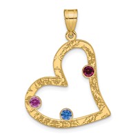 SSilver Gold-plated 3 Birthstone Heart Pendant with SSilver Bezel Family view 2