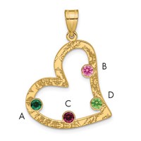 SSilver Gold-plated 4 Birthstone Heart Pendant with SSilver Bezel Family view 1