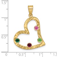 SSilver Gold-plated 4 Birthstone Heart Pendant with SSilver Bezel Family view 3