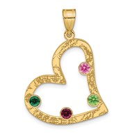 SSilver Gold-plated 4 Birthstone Heart Pendant with SSilver Bezel Family view 2