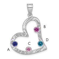SSilver Rh-plated 4 Birthstone Heart Pendant with SSilver Bezel Family view 1