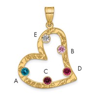SSilver Gold-plated 5 Birthstone Heart Pendant with SSilver Bezel Family view 1