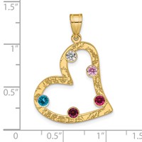 SSilver Gold-plated 5 Birthstone Heart Pendant with SSilver Bezel Family view 3