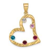 SSilver Gold-plated 5 Birthstone Heart Pendant with SSilver Bezel Family view 2