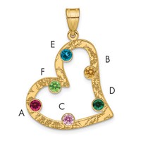 SSilver Gold-plated 6 Birthstone Heart Pendant with SSilver Bezel Family view 1
