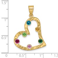 SSilver Gold-plated 6 Birthstone Heart Pendant with SSilver Bezel Family view 3