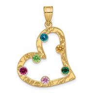 SSilver Gold-plated 6 Birthstone Heart Pendant with SSilver Bezel Family view 2