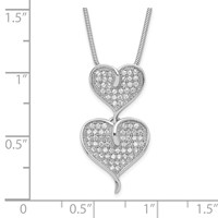Sterling Silver & CZ Brilliant Embers Polished Double Heart Necklace view 3