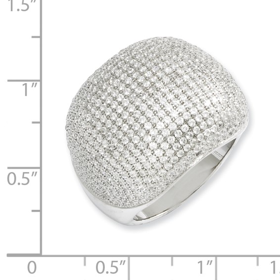 Sterling Silver & CZ Brilliant Embers Polished Domed Ring