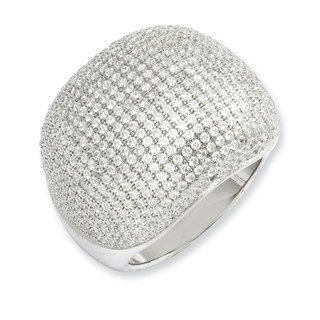 Sterling Silver & CZ Brilliant Embers Polished Domed Ring